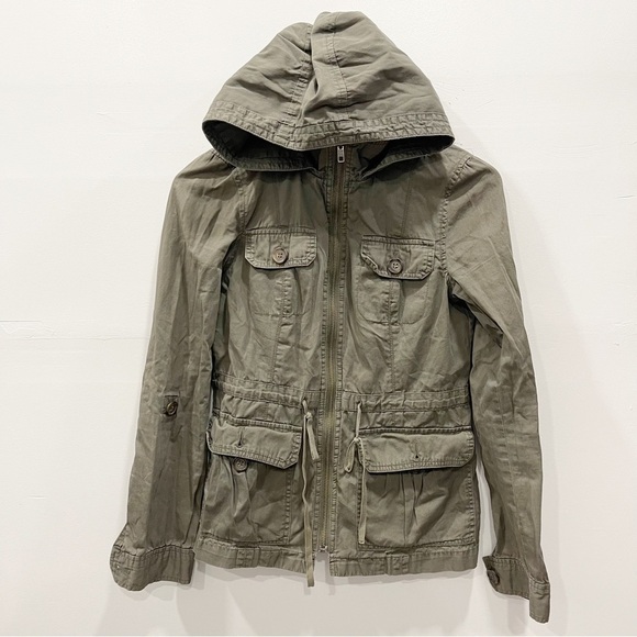 Rubbish Utility Hooded Full Zip Drawstring Waist Jacket Size Small Green - Picture 1 of 6